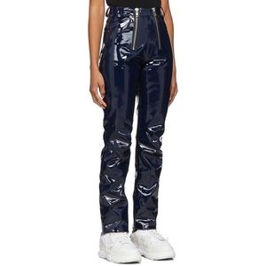 GmbH aw19 rare earth high waisted navy vinyl pants with exposed zippers